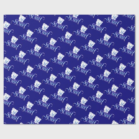 SORRY EYES BEAR ON DARK BLUE GESCHENKPAPIER (Flach)