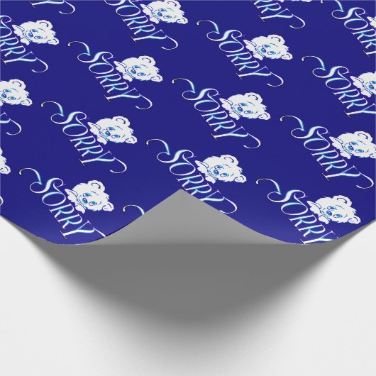 SORRY EYES BEAR ON DARK BLUE GESCHENKPAPIER (Ecke)