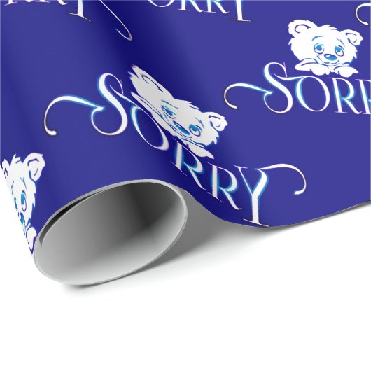 SORRY EYES BEAR ON DARK BLUE GESCHENKPAPIER (Rolleneckpunkt)