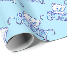 SORRY EYES BEAR ON LIGHT BLUE GESCHENKPAPIER