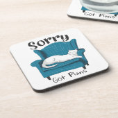 Sorry Got Plans Funny Cat Lover Gift Getränkeuntersetzer (Linke Seite)