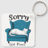 Sorry Got Plans Funny Cat Lover Gift Schlüsselanhänger (Rückseite)