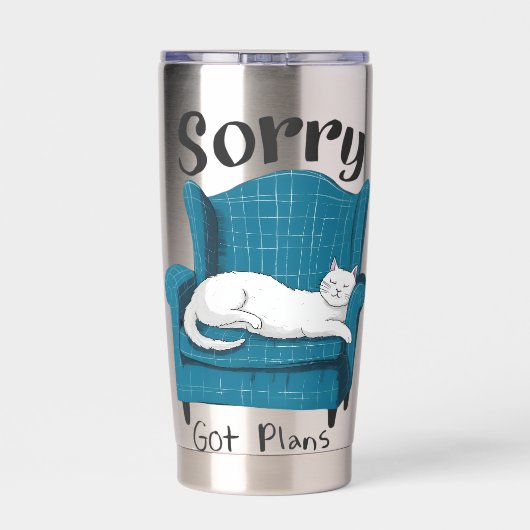 Sorry Got Plans Funny Cat Lover Gift  Thermobecher (Rückseite)
