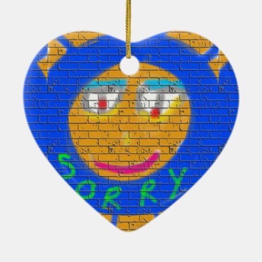 Sorry Graffiti, Art Sad Face, Sadness Regret Keramik Ornament (Hinten)