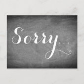 Sorry Handwriting Typografy Schwarz-weiß Chalks Postkarte (Vorderseite)