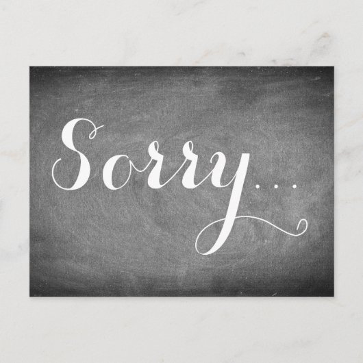 Sorry Handwriting Typografy Schwarz-weiß Chalks Postkarte (Vorderseite)