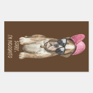 SORRY I BIN INDOGNITO (English Bulldog) niedlicher Rechteckiger Aufkleber