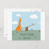 Sorry I vergaß - Happy Birthday Postkarte (Vorne/Hinten)