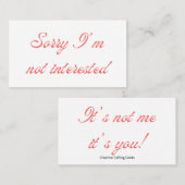 Sorry, ich bin nicht interessiert Verabredet Telefonnummerkarte (Vorne/Hinten)