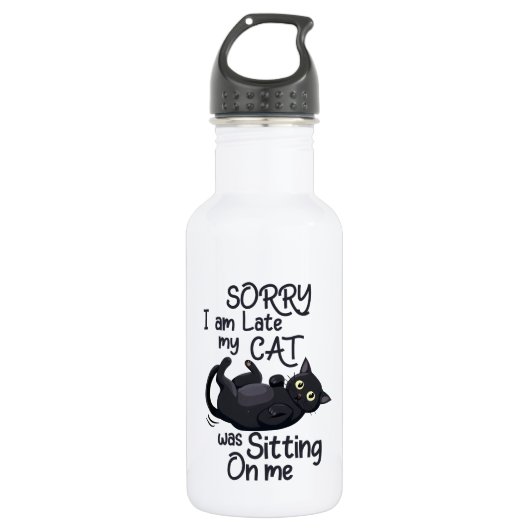 Sorry, ich bin spät - Cat Rules! Edelstahlflasche (Vorderseite)