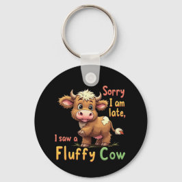 Sorry, ich bin zu spät, sah ich eine Fluffy Kuh Ni Schlüsselanhänger