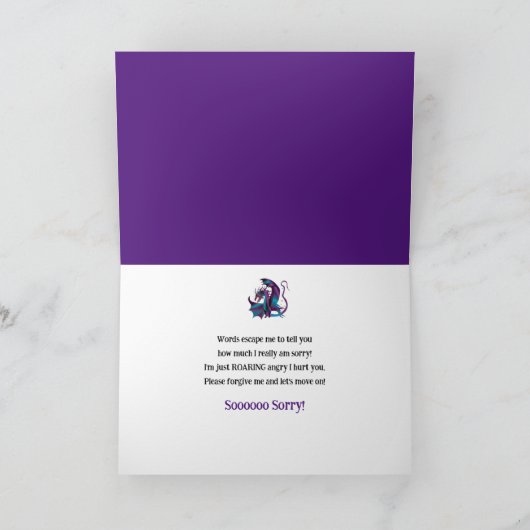 Sorry, ich verletzt Sie Fierce Dragon Shades Lila Karte (Innenseite)