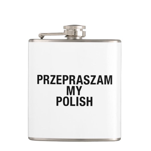 Sorry Meine Polnisch-Sprache Flachmann (Vorderseite)
