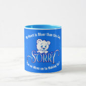 SORRY mit Sad Face Bear auf Blue APOLOGIE Tasse (Zentrum)