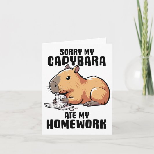 Sorry My Capybara Ate Meine Hausaufgaben Funny Cap Karte (Vorderseite)