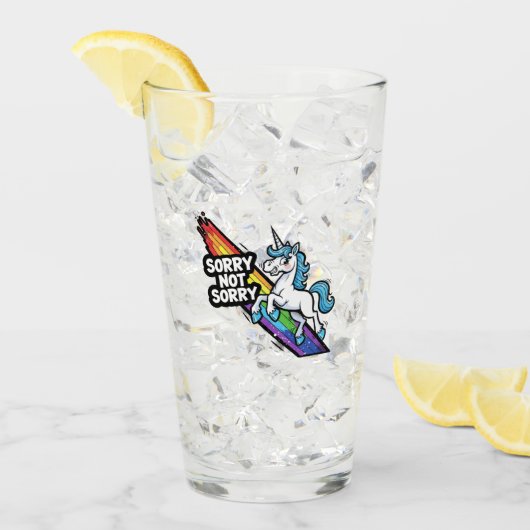 Sorry not Sorry Einhorn Glas Tasse (Vorderseite Ice)