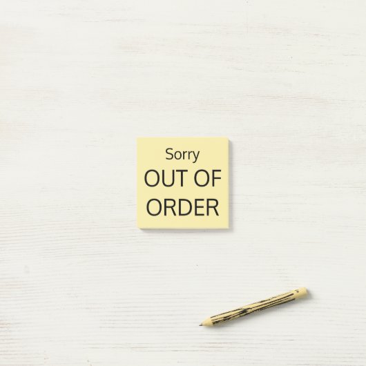 Sorry OUT ORDER Post-it Klebezettel (Auf Schreibtisch)