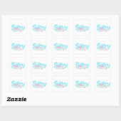 Sorry Pastel Ocean Glossy Text Quadratischer Aufkleber (Blatt)