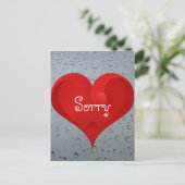 Sorry Regret Water Drops Window Rain Red Heart Postkarte (Stehend Vorderseite)