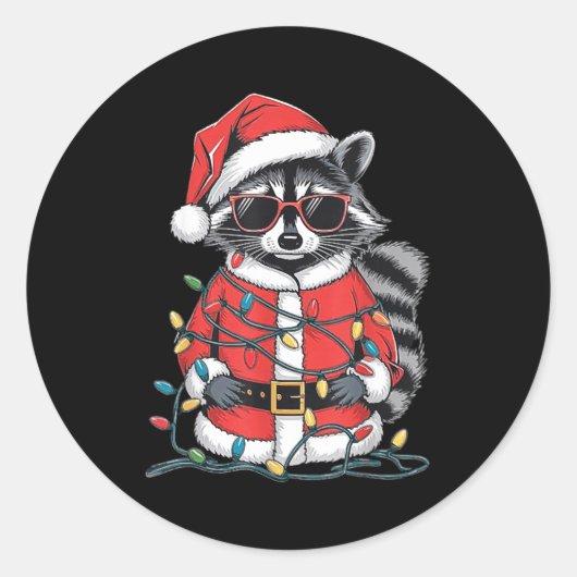 Sorry Santa I've Been Feral, Christmas Raccoon, Sa Runder Aufkleber (Vorderseite)