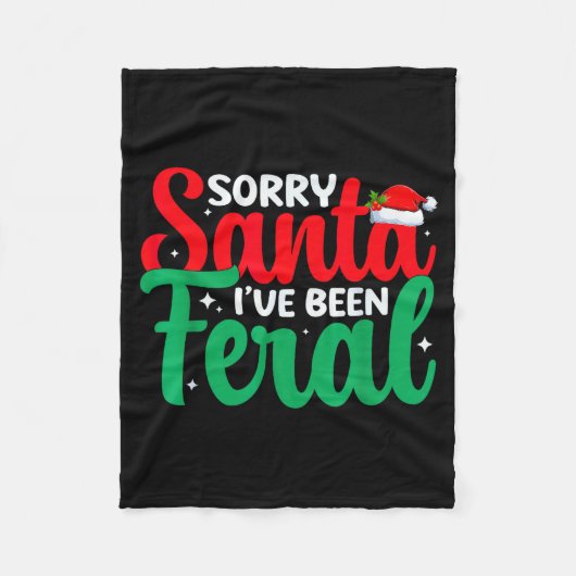 Sorry Santa I've Been Feral Funny Retro Christmas Fleecedecke (Vorderseite)