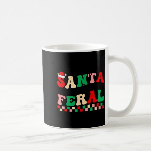 Sorry Santa I've Been Feral Funny Retro Christmas  Kaffeetasse (Rechts)