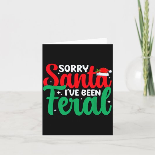 Sorry Santa I've Been Feral Funny Retro Christmas Karte (Vorderseite)