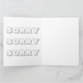 Sorry, Schwarz-weiß modern kühl Karte (Innenseite)