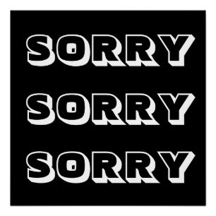 Sorry, Schwarz-weiß modern kühl Poster