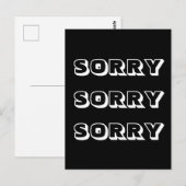 Sorry, Schwarz-weiß modern kühl Postkarte (Vorne/Hinten)