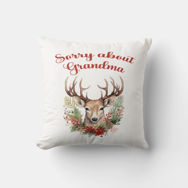 Sorry über Oma Funny Christmas Throw Kissen (Vorderseite)