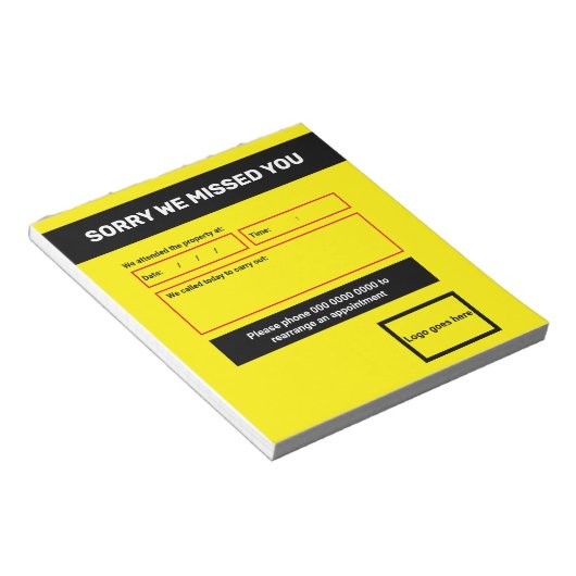 'Sorry, we missing you'notepad design Notizblock (angewinkelt)