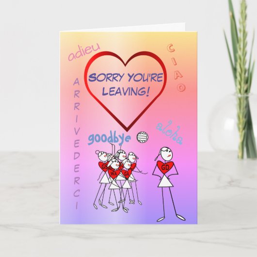 Sorry You're Leaving Netball Goodbye Greeting Karte (Vorderseite)