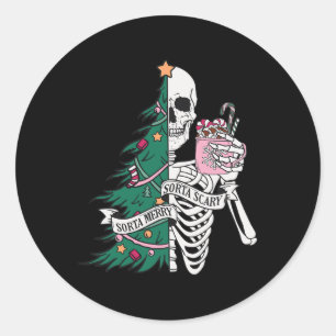Sorta Beängstigend Sorta Frohe Weihnachten Runder Aufkleber