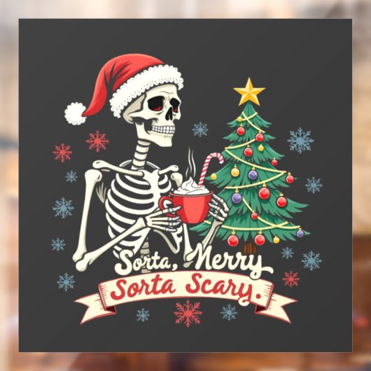 Sorta Merry Sorta Beängstigend Spooky Skeleton Xma Fensteraufkleber (Blatt 2)