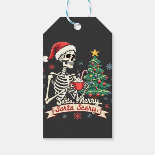 Sorta Merry Sorta Beängstigend Spooky Skeleton Xma Geschenkanhänger (Vorderseite)