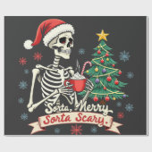 Sorta Merry Sorta Beängstigend Spooky Skeleton Xma Geschenkpapier (Flach)