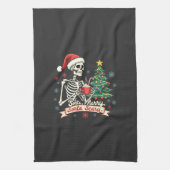 Sorta Merry Sorta Beängstigend Spooky Skeleton Xma Geschirrtuch (Vertikal)