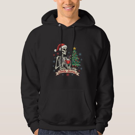 Sorta Merry Sorta Beängstigend Spooky Skeleton Xma Hoodie (Vorderseite)