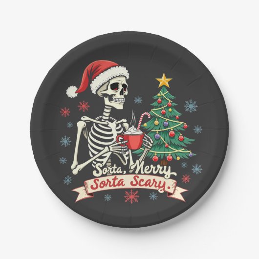Sorta Merry Sorta Beängstigend Spooky Skeleton Xma Pappteller (Vorderseite)