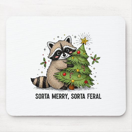 Sorta Merry Sorta Feral Christmas Raccoon Trash Pa Mousepad (Vorne)
