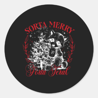 Sorta Merry Sorta Feral Weihnachten Runder Aufkleber
