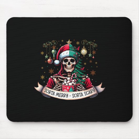 Sorta Merry Sorta Scary Skeleton Heiße Schokolade Mousepad (Vorne)