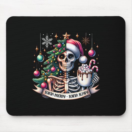 Sorta Merry Sorta Scary Skeleton Heiße Schokolade Mousepad (Vorne)