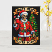Sorta Merry Sorta Y Christmas Funny Skeleton Xmas  Karte (Gelbe Blume)