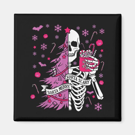 Sorta Merry Sorta Y Funny Christmas Skeleton Tree  Magnet (Vorne)