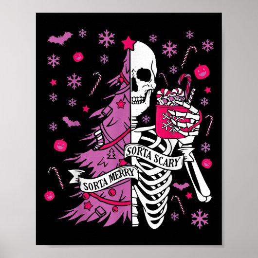Sorta Merry Sorta Y Funny Christmas Skeleton Tree Poster (Vorne)