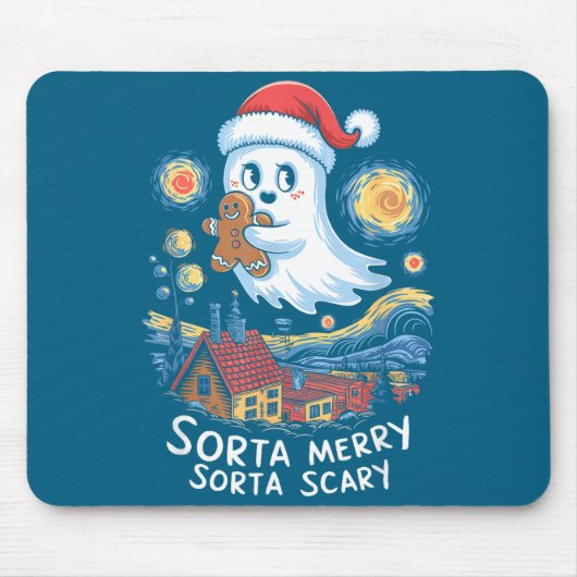 Sorta Merry Sorta Y Santa Ghost Christmas Gingerbr Mousepad (Vorne)
