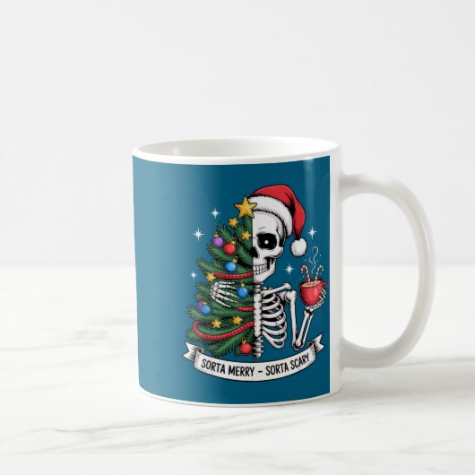 Sorta Merry Sorta Y Santa Skeleton Cocoa Christmas Kaffeetasse (Rechts)