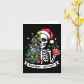 Sorta Merry Sorta Y Santa Skeleton Cocoa Christmas Karte (Gelbe Blume)